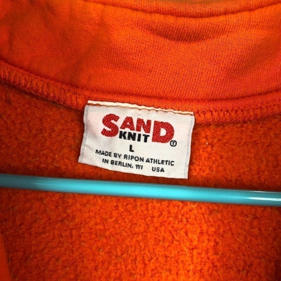 VTG Sand Knit Men's 1/4 Zip Knit Sweater Large Orange Monroe Bearcats USA - Picture 5 of 10
